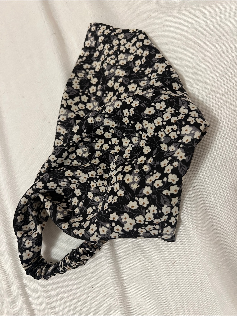 Black Floral Head Scarf with elastic